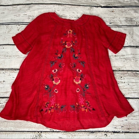 Umgee Tops - Umgee Floral Embroidered Short Sleeve Peasant Top